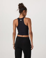Pose Plyo Tank Black Crop Tank Top with Built in Bra | Vuori On sale