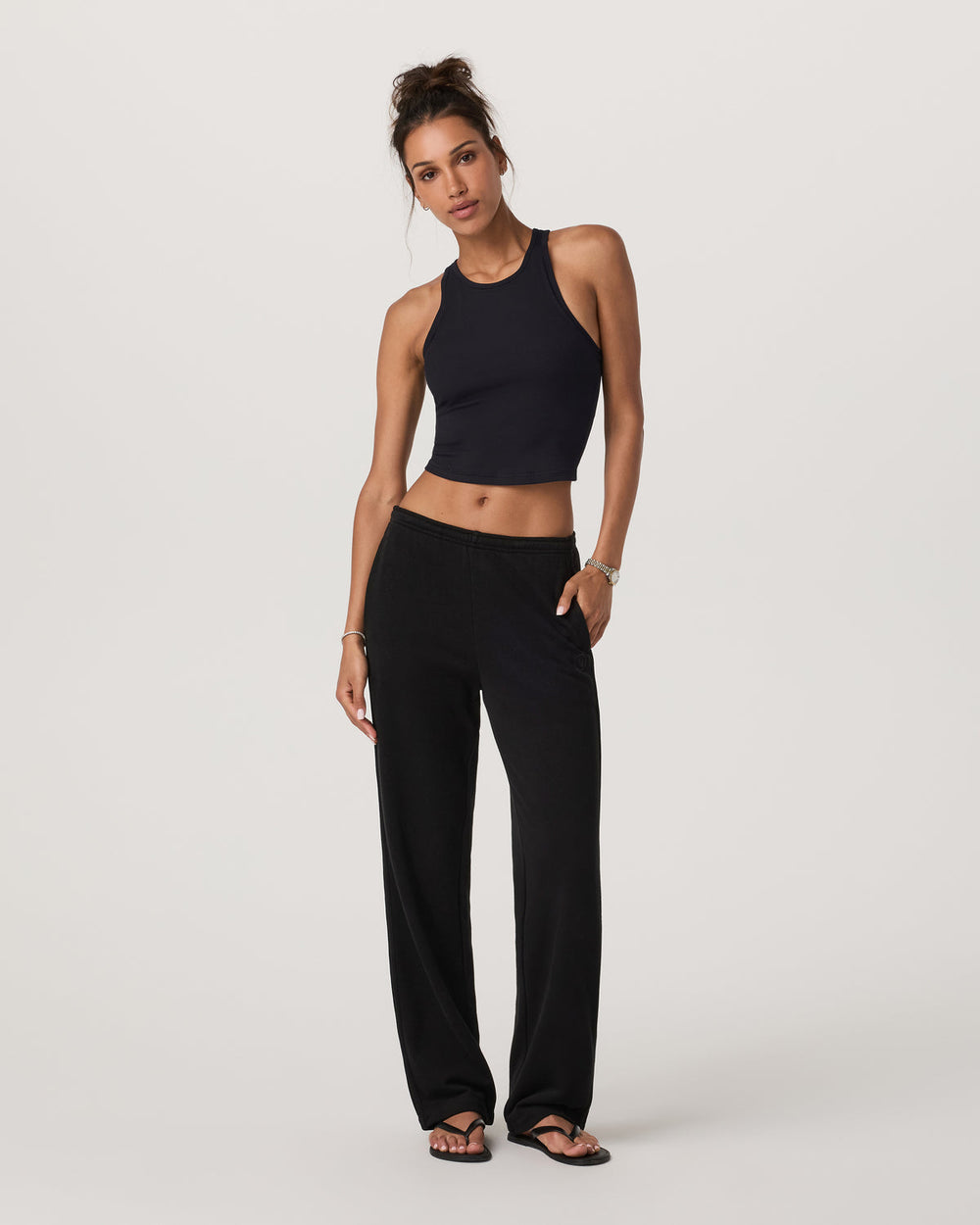 Pose Plyo Tank Black Crop Tank Top with Built in Bra | Vuori On sale