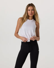 Energy Top Long Women's White Performance Tank Top | Vuori Clothing