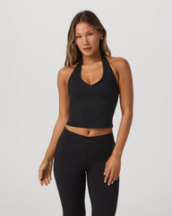 Inversion Rib Tank Women's Black Halter Fitness Top | Vuori For sale