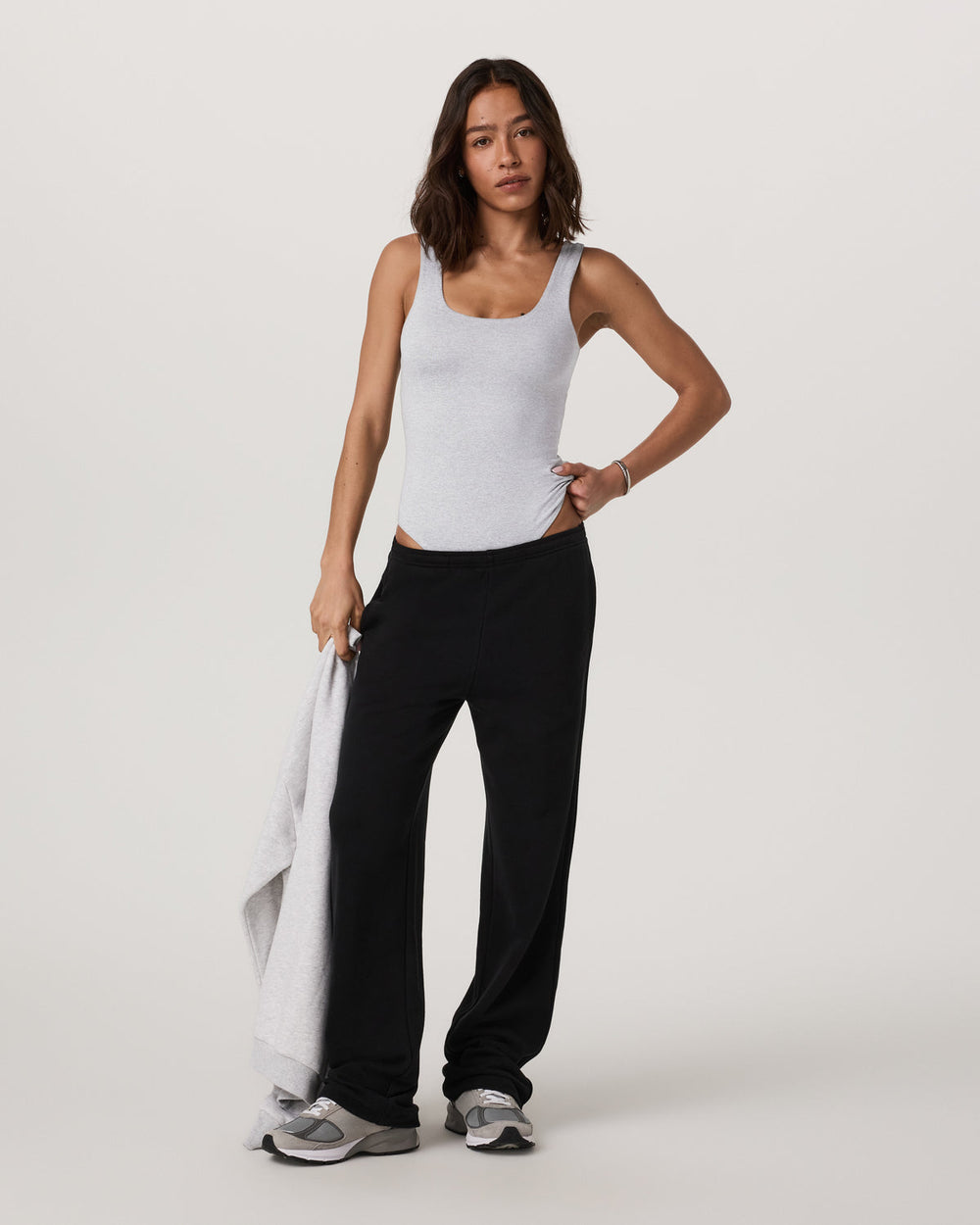 Sleeveless Halo Bodysuit Pale Grey Heather Bodysuit | Vuori