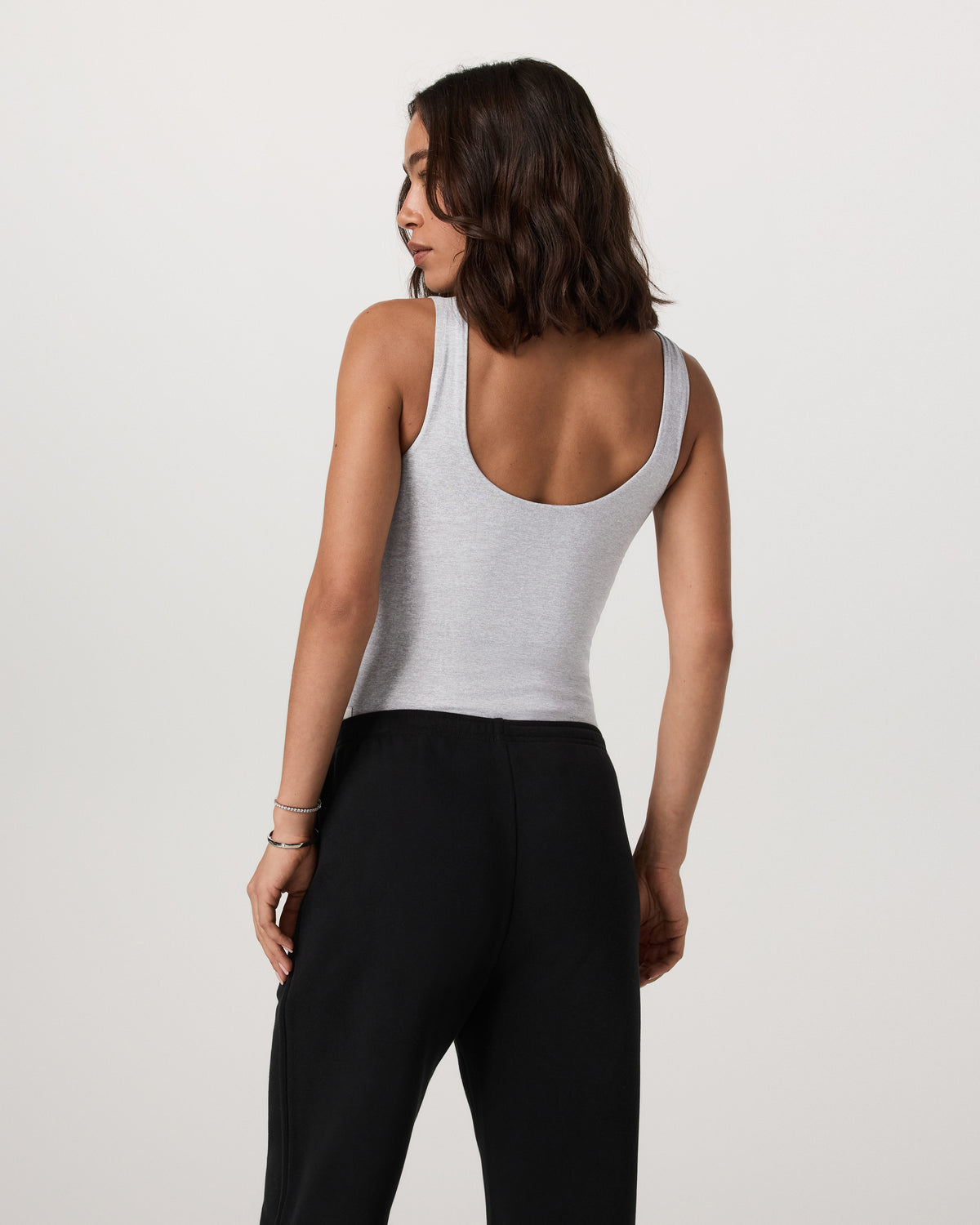 Sleeveless Halo Bodysuit Pale Grey Heather Bodysuit | Vuori