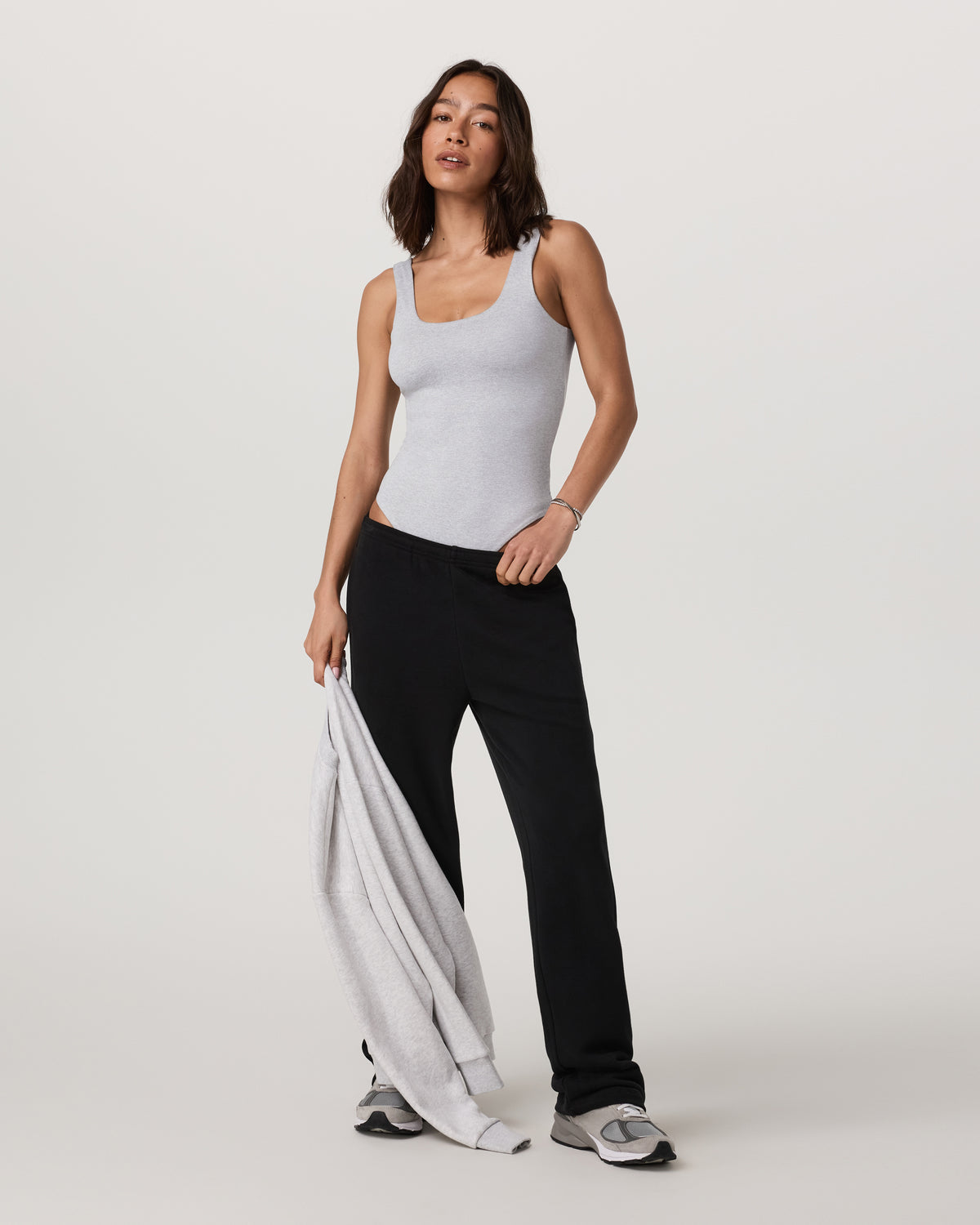 Sleeveless Halo Bodysuit Pale Grey Heather Bodysuit | Vuori