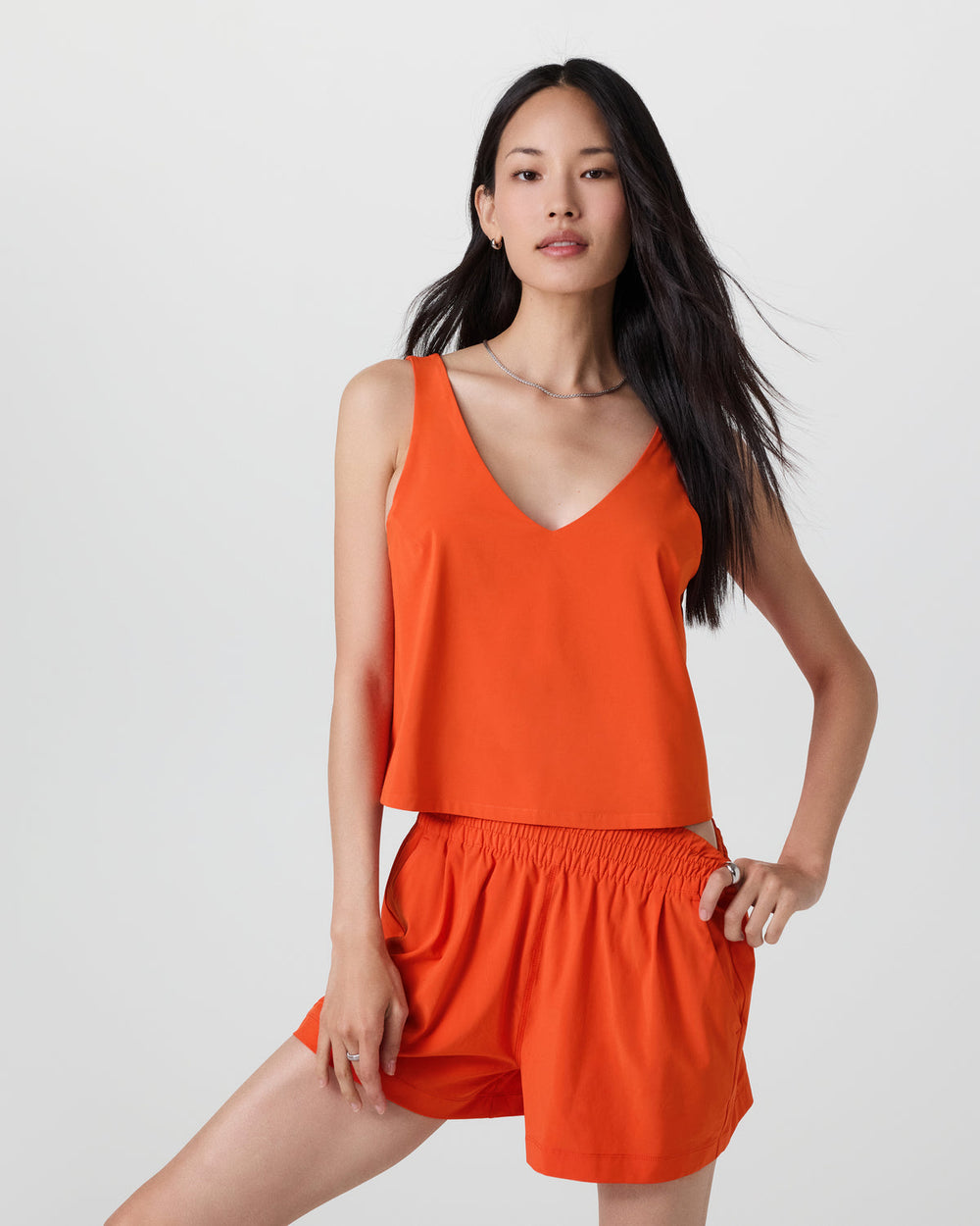 Villa Cropped Tank Bright Poppy | Vuori For sale