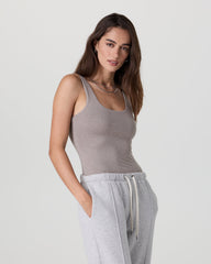 Sleeveless Halo Bodysuit Cobblestone Heather | Vuori Online