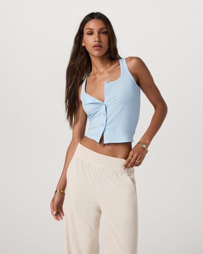 Pose Cardigan Tank Light Mist | Vuori Online