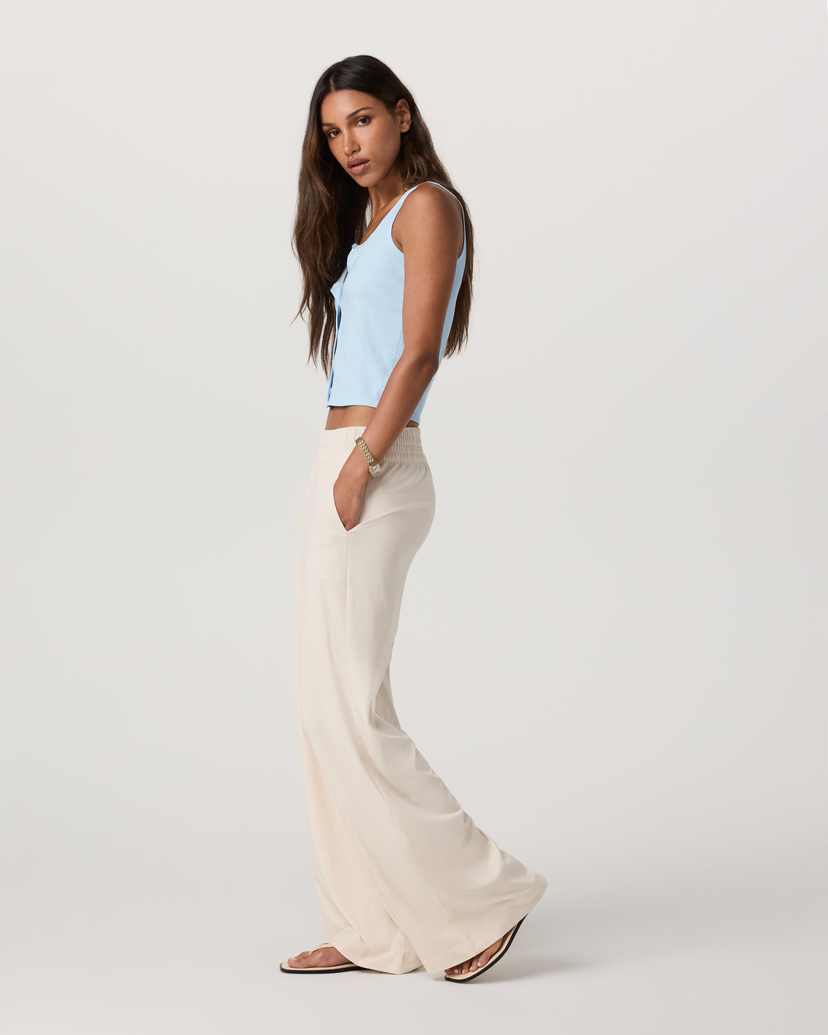 Pose Cardigan Tank Light Mist | Vuori Online