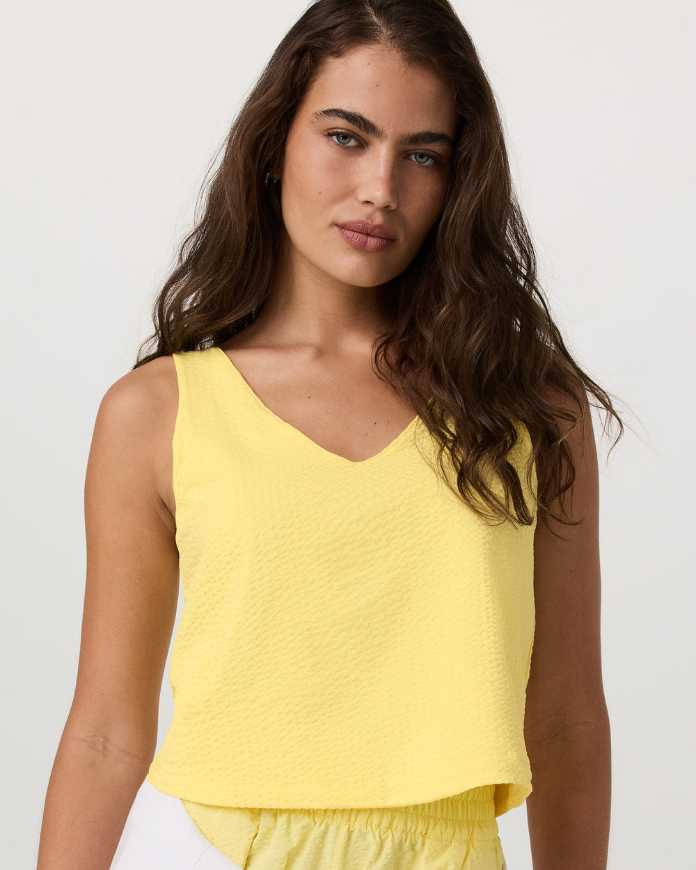 Villa Textured Crop Tank Sunlight | Vuori Clothing