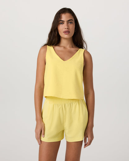 Villa Textured Crop Tank Sunlight | Vuori Clothing