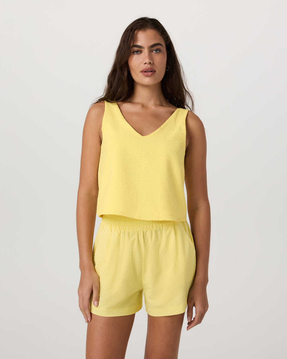 Villa Textured Crop Tank Sunlight | Vuori Clothing
