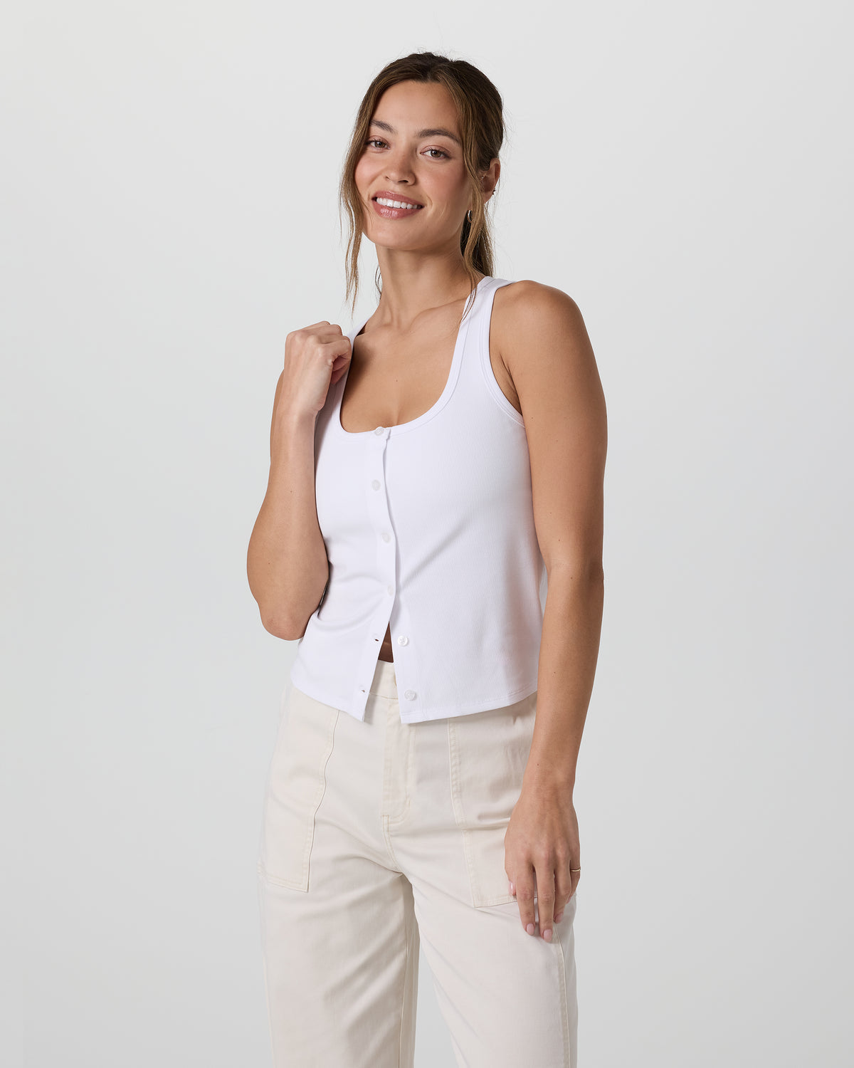 Pose Cardigan Tank White | Vuori Online