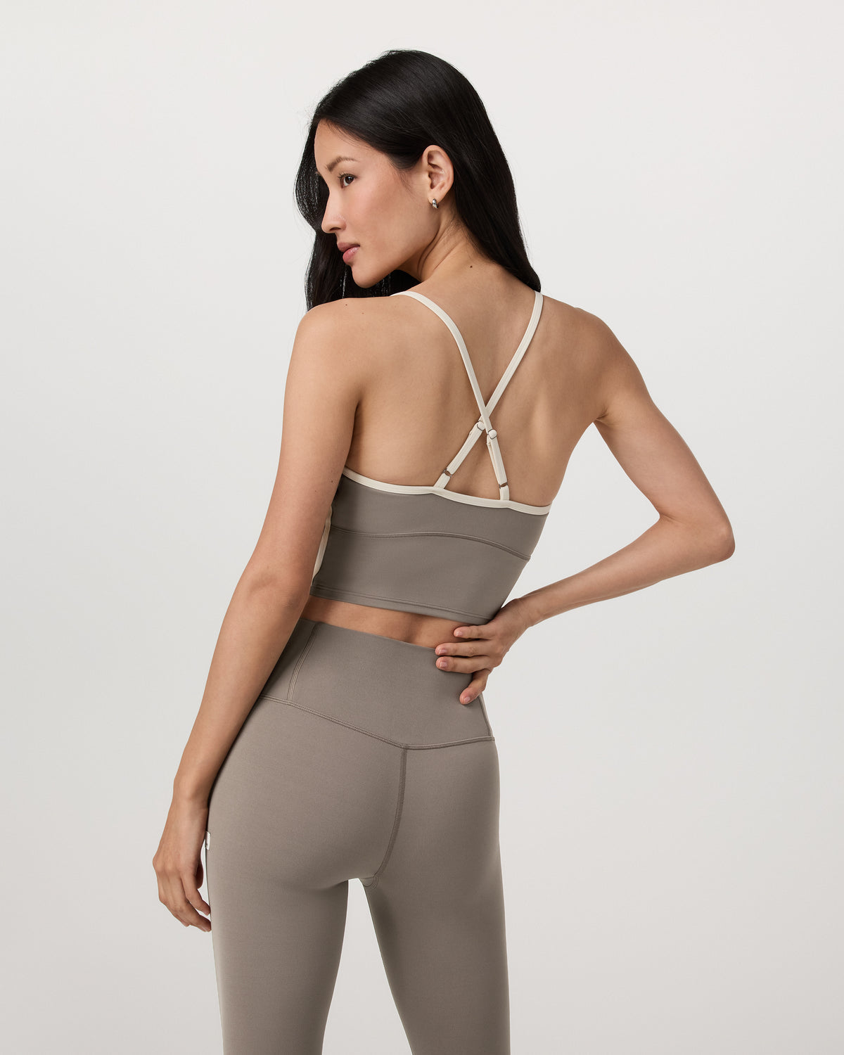 Vuori AllTheFeels™ Corset Tank Women's Smokey Taupe Top | Vuori Outlet