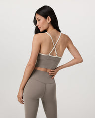 Vuori AllTheFeels™ Corset Tank Women's Smokey Taupe Top | Vuori Outlet