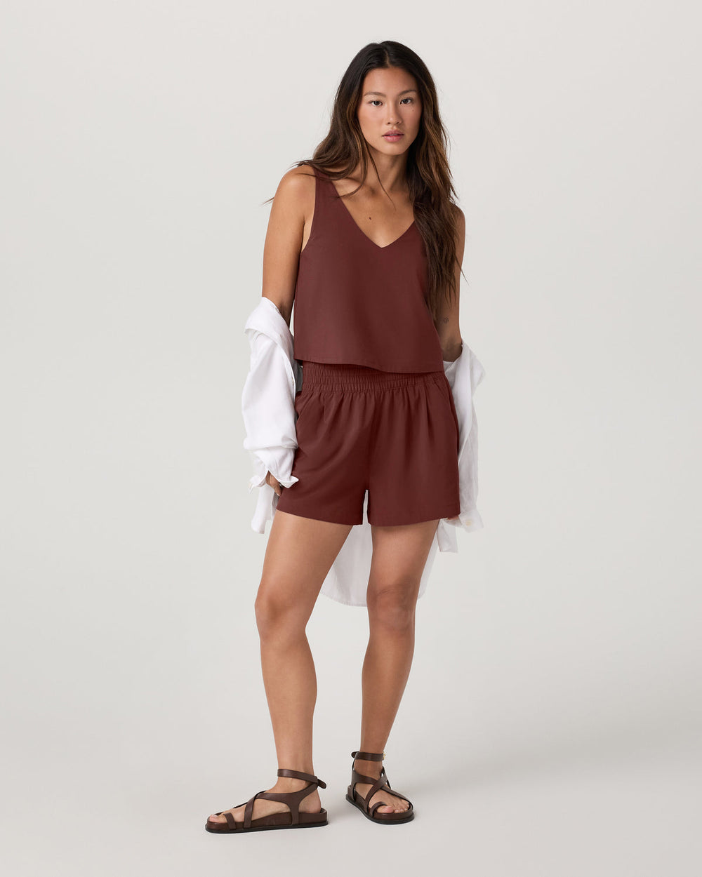 SL Villa Cropped Tank Women's Burnt Sienna Tank Top | Vuori Outlet