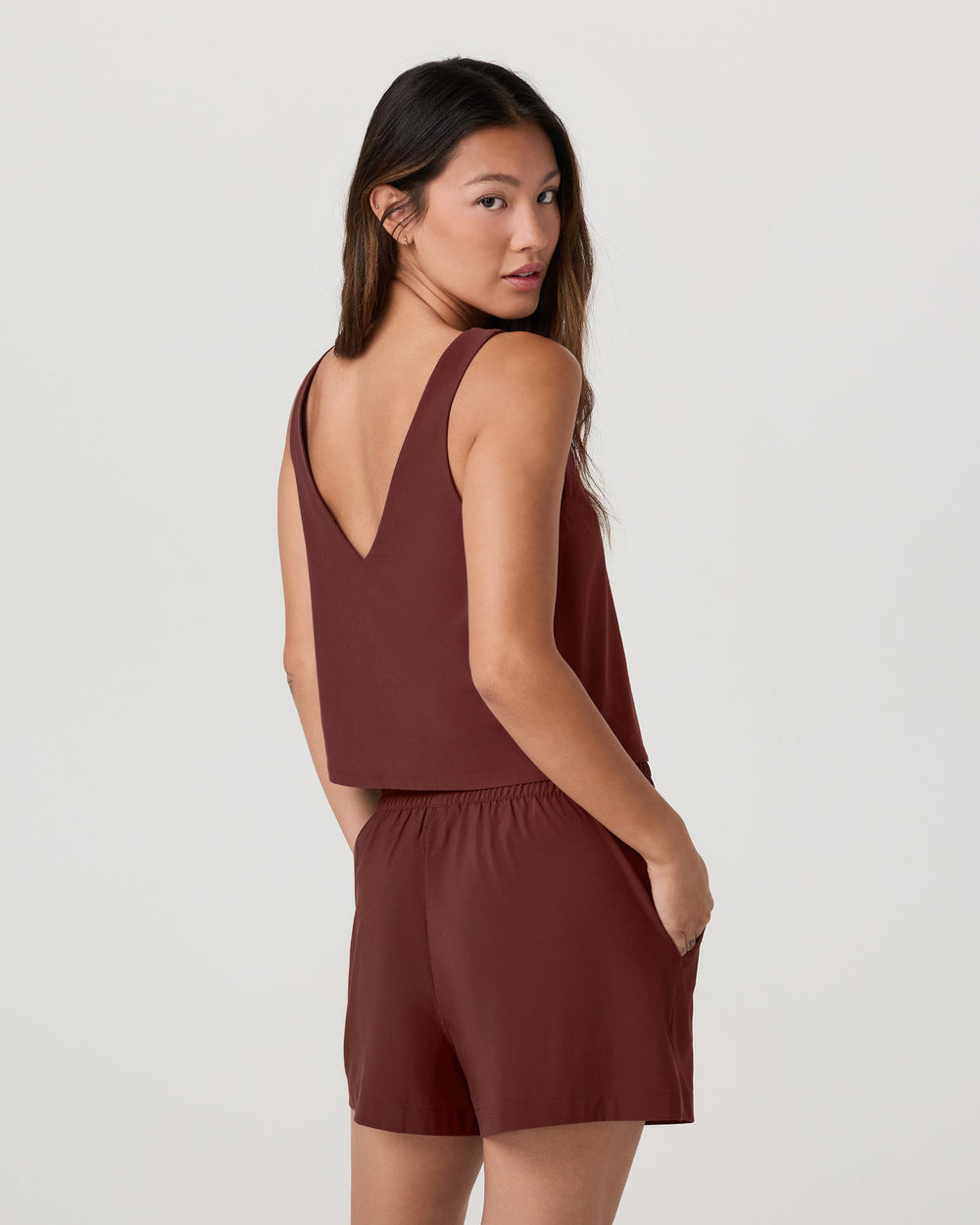 SL Villa Cropped Tank Women's Burnt Sienna Tank Top | Vuori Outlet