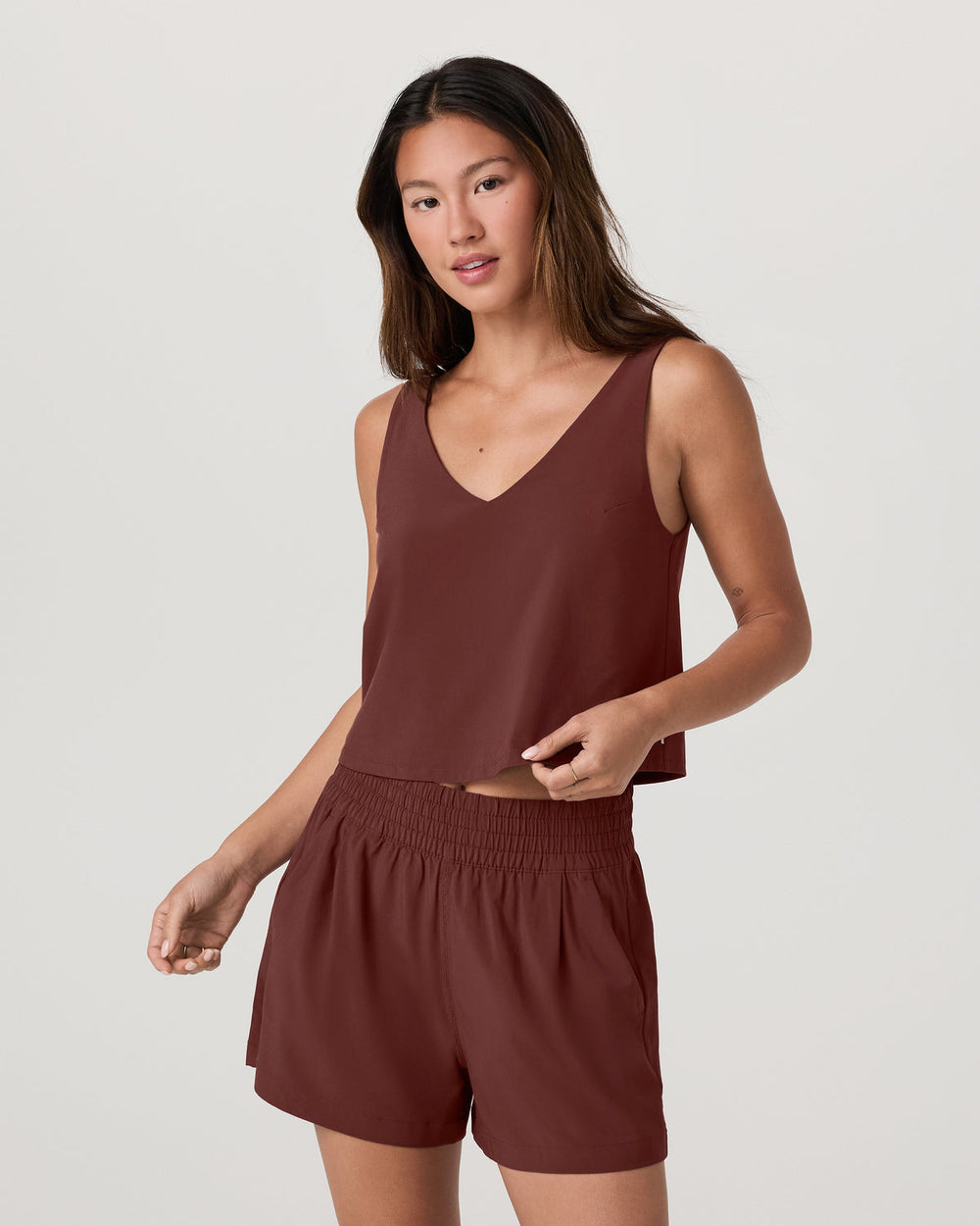 SL Villa Cropped Tank Women's Burnt Sienna Tank Top | Vuori Outlet