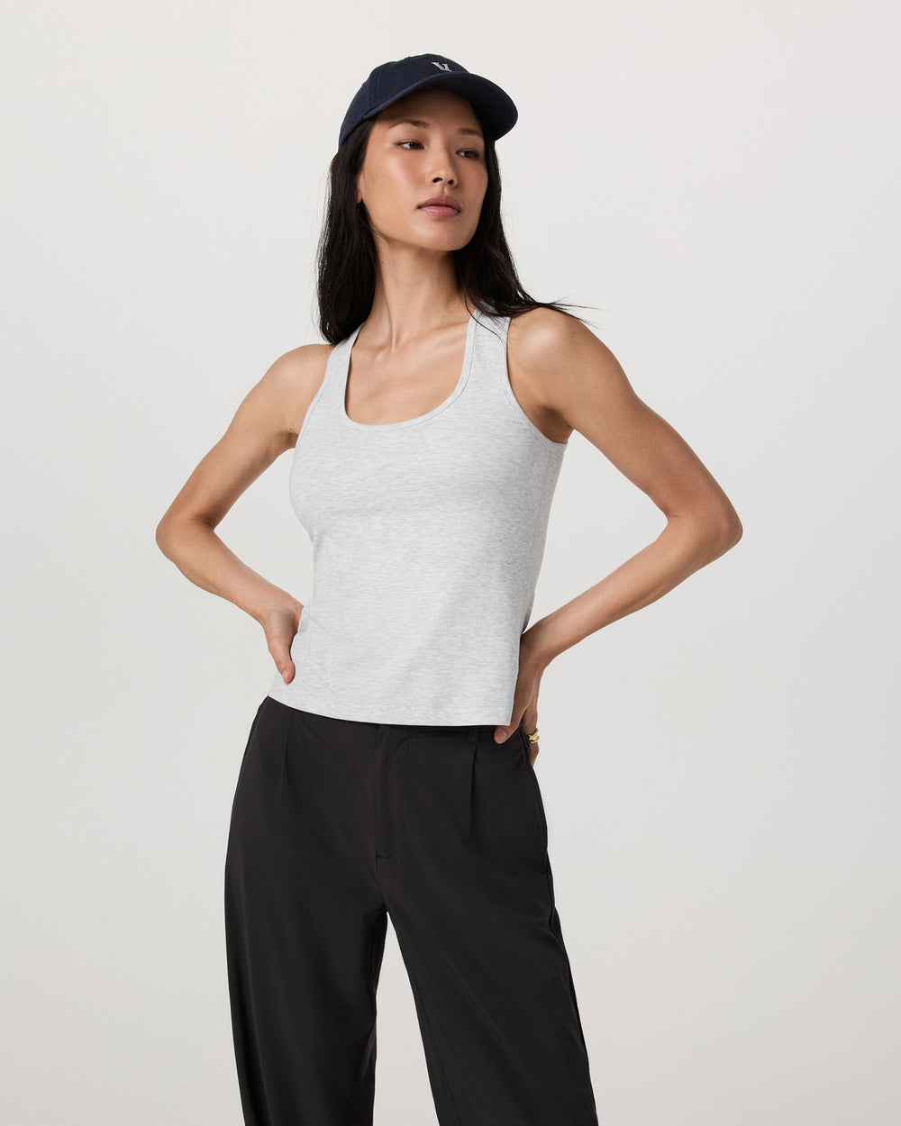 Pose Layering Tank Women's White Heather Grey Tank Top | Vuori US