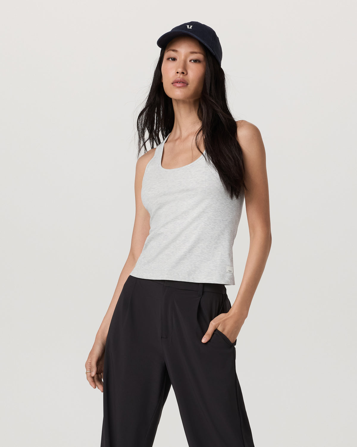 Pose Layering Tank Women's White Heather Grey Tank Top | Vuori US