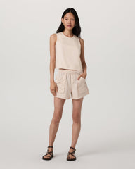 Trestles Twill Crop Tank Women's Sand Dollar Tank Top | Vuori Outlet