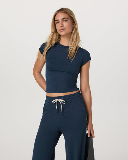 Women's Short Sleeve Halo Baby Tee Blue Coast Heather | Vuori Clothing