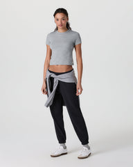 Feather Baby Tee Light Heather Grey | Vuori