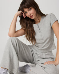 Women's Short Sleeve Waffle Baby Tee Light Heather Grey | Vuori Online