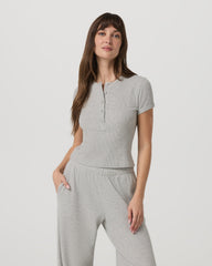 Women's Short Sleeve Waffle Baby Tee Light Heather Grey | Vuori Online