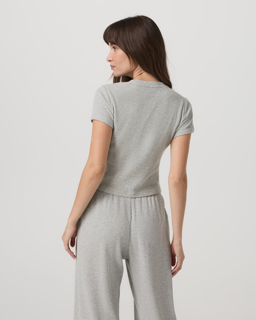 Women's Short Sleeve Waffle Baby Tee Light Heather Grey | Vuori Online