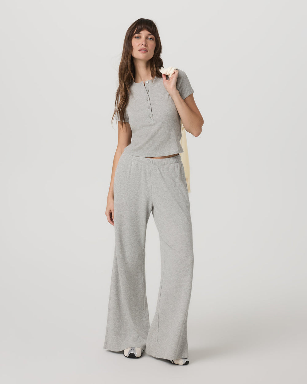 Women's Short Sleeve Waffle Baby Tee Light Heather Grey | Vuori Online