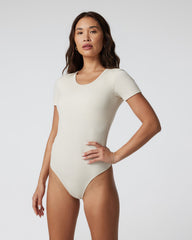 Short Sleeve Pose Bodysuit Milkweed Ribbed Bodysuit | Vuori Clothing