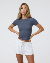 Pose Fitted Tee Women's Azure Rib Top | Vuori On sale