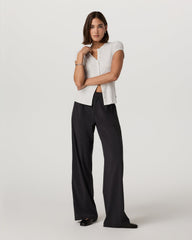 Women's Short Sleeve Pose Button Up White Heather Grey | Vuori Outlet
