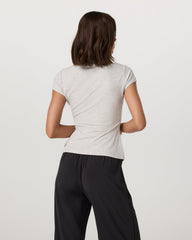 Women's Short Sleeve Pose Button Up White Heather Grey | Vuori Outlet