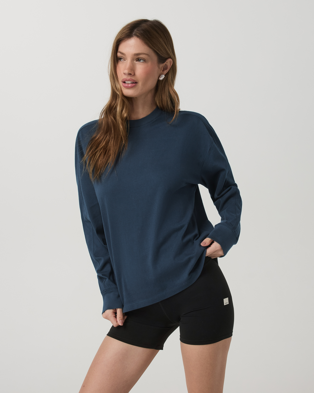 Long Sleeve Heavyweight Cotton Tee Ocean Blue Tee Shirt | Vuori Sale