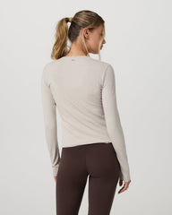 Long Sleeve Pose Twin Cardigan Women's Ecru Heather Top | Vuori For sale