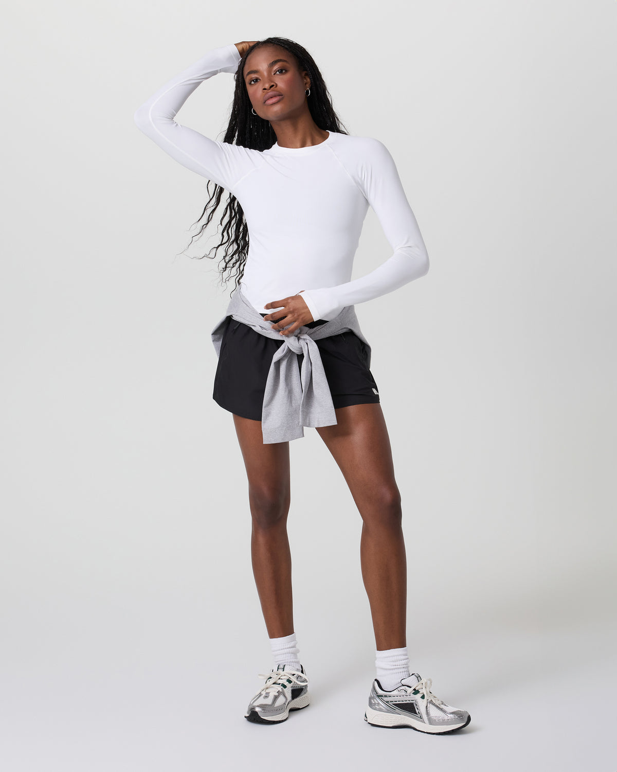 Long Sleeve Seamless Surge Tee White | Vuori US