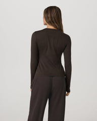 Long Sleeve Halo Essential Crew Tee Dark Java Heather | Vuori Clothing