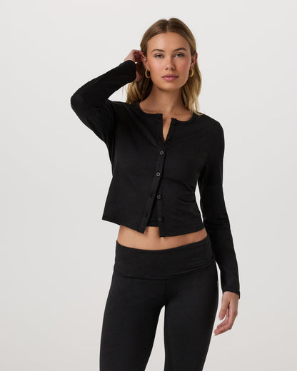 Halo Cardigan 2.0 Black Heather | Vuori For sale