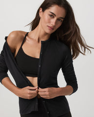 Women's Long Sleeve Halo Snap Cardigan Black Heather | Vuori Online
