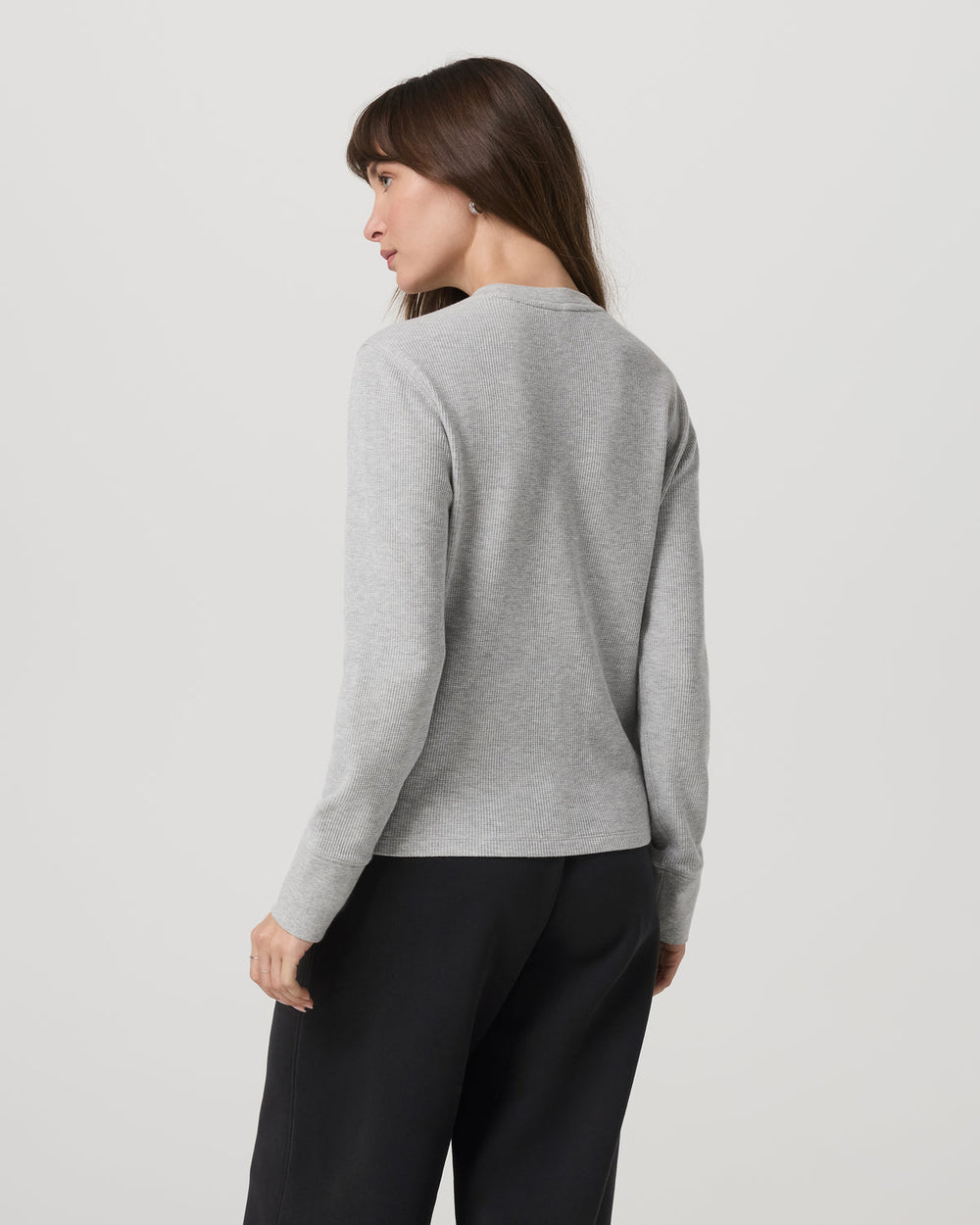 Long Sleeve Waffle Top Women's Light Heather Grey Tee | Vuori Online