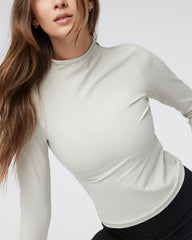 Vuori AllTheFeels Long Sleeve Mock Ecru | Vuori US