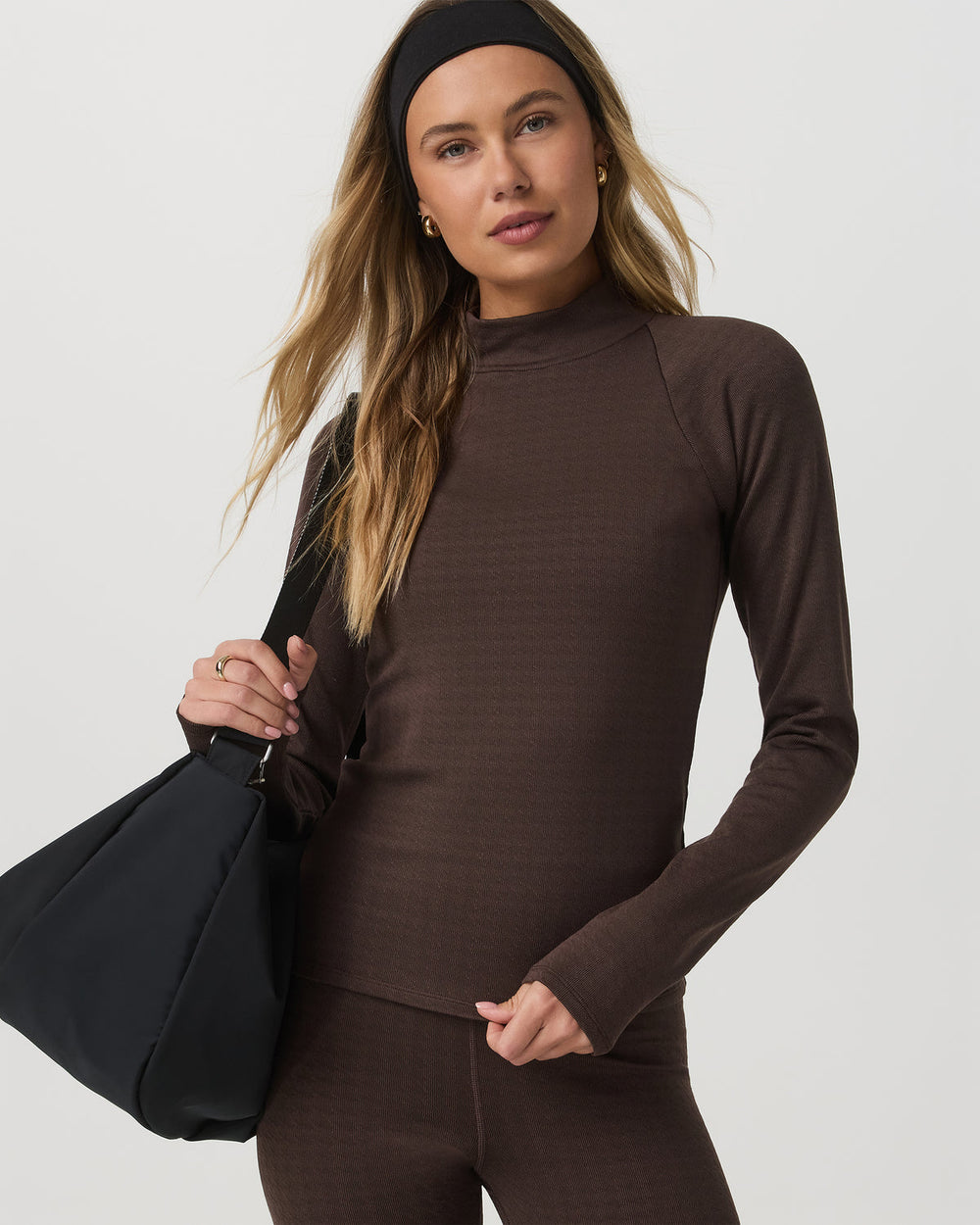 Long Sleeve Chilled Out Houndstooth Mock Java Houndstooth | Vuori