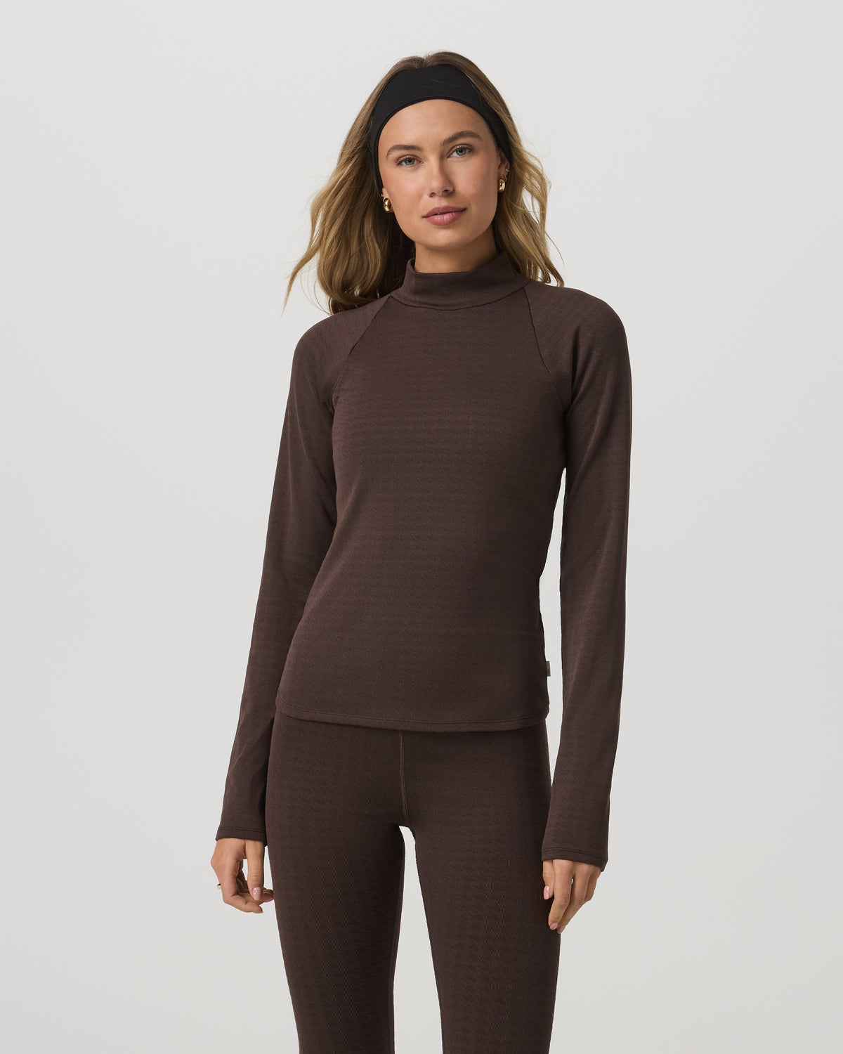 Long Sleeve Chilled Out Houndstooth Mock Java Houndstooth | Vuori
