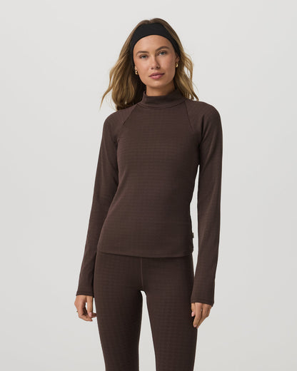 Long Sleeve Chilled Out Houndstooth Mock Java Houndstooth | Vuori