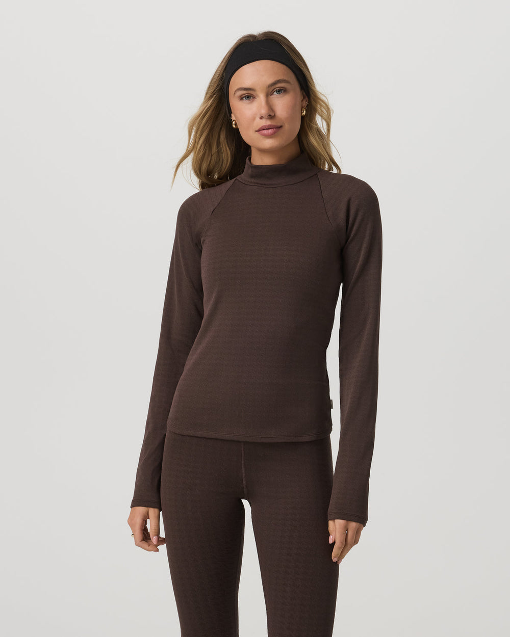 Long Sleeve Chilled Out Houndstooth Mock Java Houndstooth | Vuori