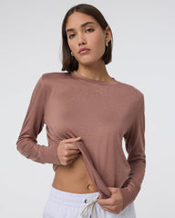 Daydream Crew Sedona Brown Heather Long Sleeve Top | Vuori Discount