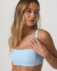 Inversion Rib Bra Women's Crystal Blue Ribbed Sports Bra | Vuori