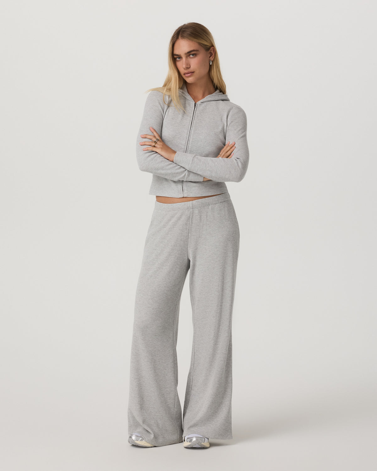 Waffle Wideleg Pant Women's Light Grey Waffle Knit Pants | Vuori Discount