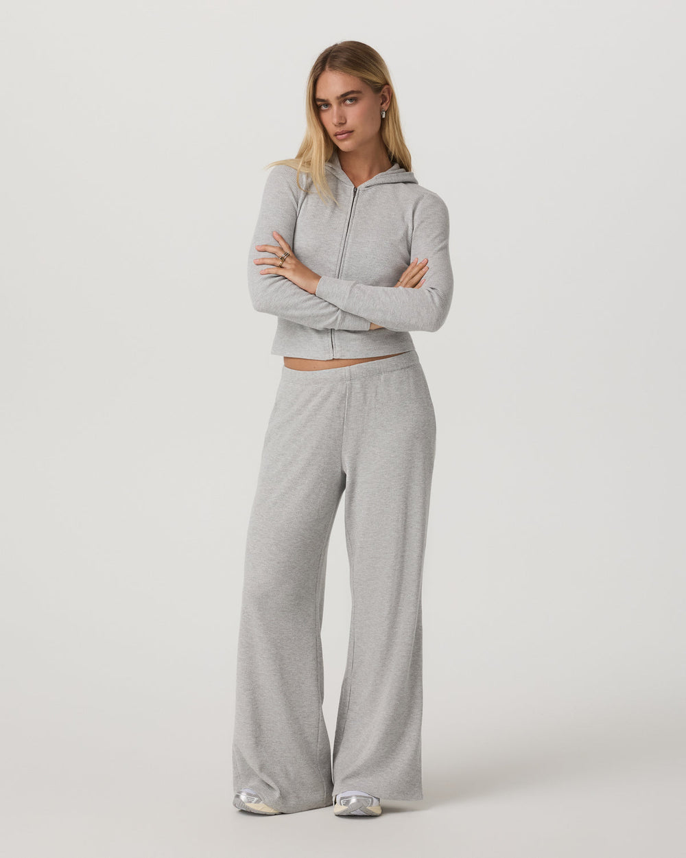 Waffle Wideleg Pant Women's Light Grey Waffle Knit Pants | Vuori Discount