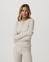 Long Sleeve Halo Essential Crew Tee Ecru Heather Shirt | Vuori US